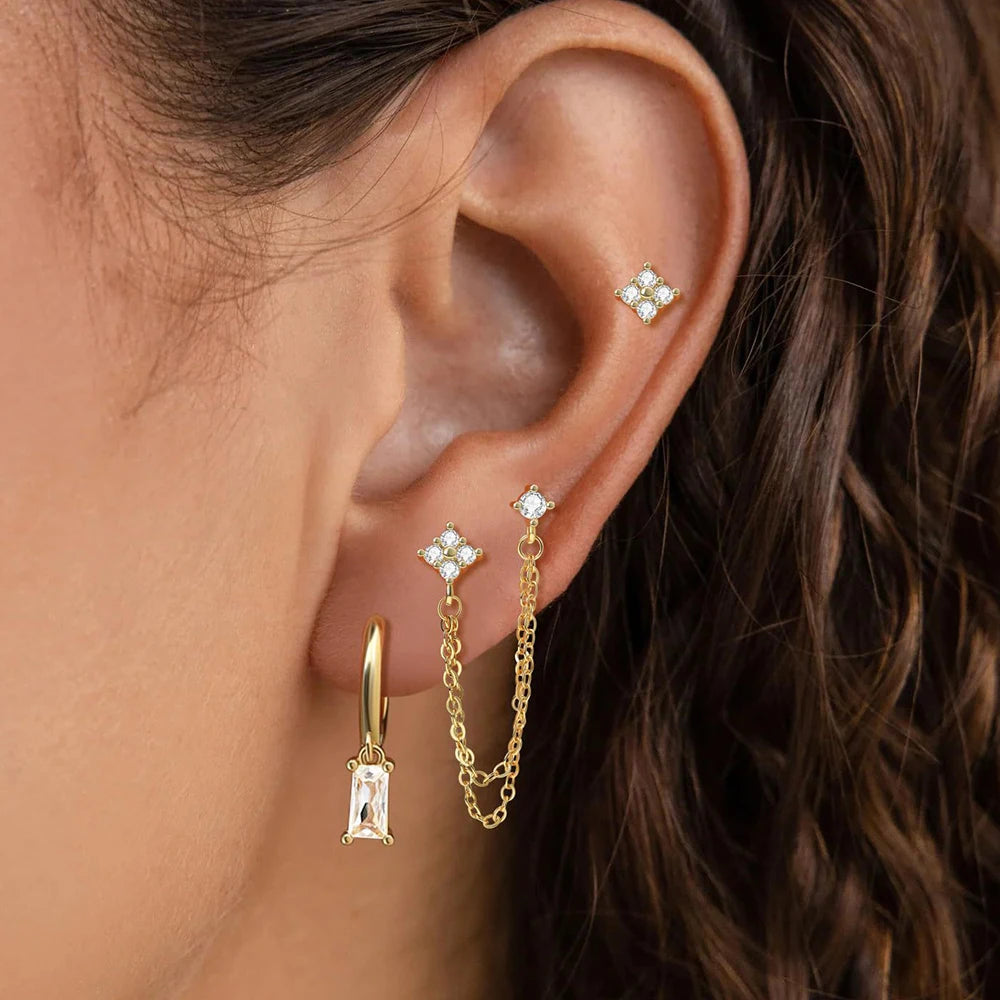 3PCS Birthstone Earrings Set - Trendy Hoop Design | DRIP YOUR STYLE