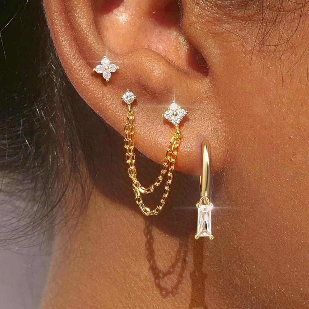3PCS Birthstone Earrings Set - Trendy Hoop Design | DRIP YOUR STYLE