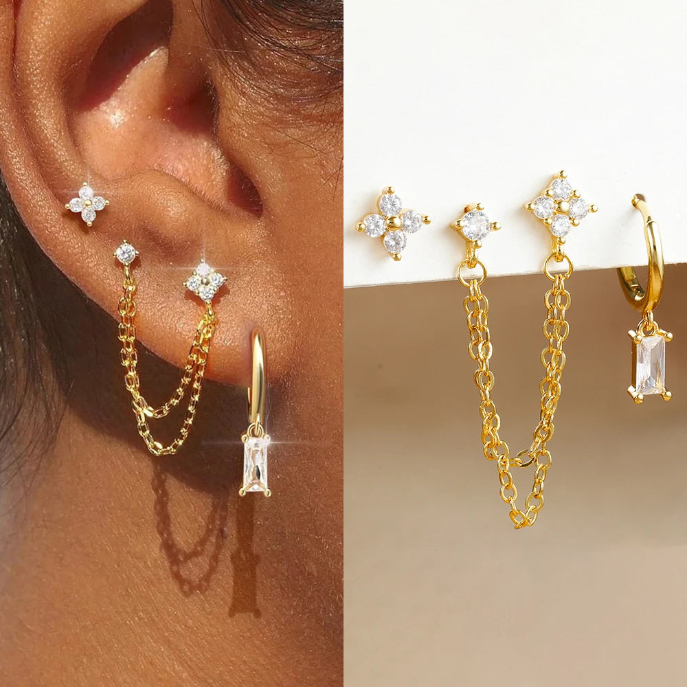 3PCS Birthstone Earrings Set - Trendy Hoop Design | DRIP YOUR STYLE