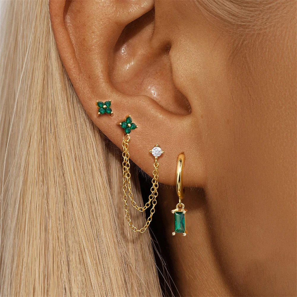 3PCS Birthstone Earrings Set - Trendy Hoop Design | DRIP YOUR STYLE